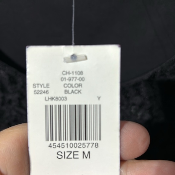 Context M black lace overlay body sheer bell sleeves scoop neck dressy NWT - Picture 9 of 10